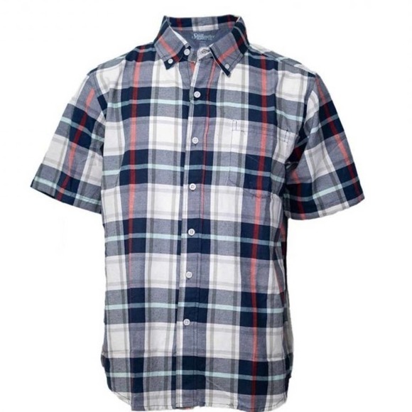 NEW Stillwater Supply Co Yarn Dyed Plaid Shirt Men's Size XXL in Navy/White - Picture 1 of 8